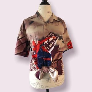 NWT Spider-Man Button Down Short Sleeve Tee Small